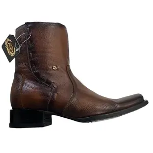 Chaparral Bota Vaquera Boot - Brown Leather Western Style Shoe with Tag Detailing