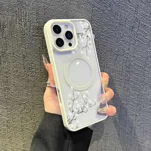 Magnetic TPU for iPhone Case: White Blossom Branch Drop-proof design for added protection |for iPhone 16/15/14/13/12/11 Aesthetic Cover for phone cases iphone 16 case iphone 14 cases iphone 15 pro max case