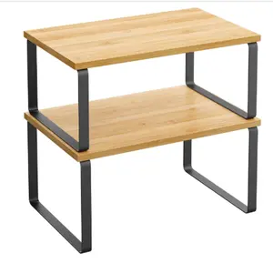 Cabinet Organizer Shelf, Set of 2 Kitchen Counter Shelves, Kitchen Storage, Spice Rack, Stackable