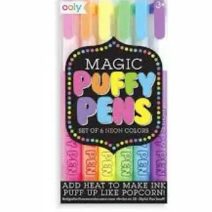 Magic Puffy Neon Pens – Set of 6 Bright Neon Colors