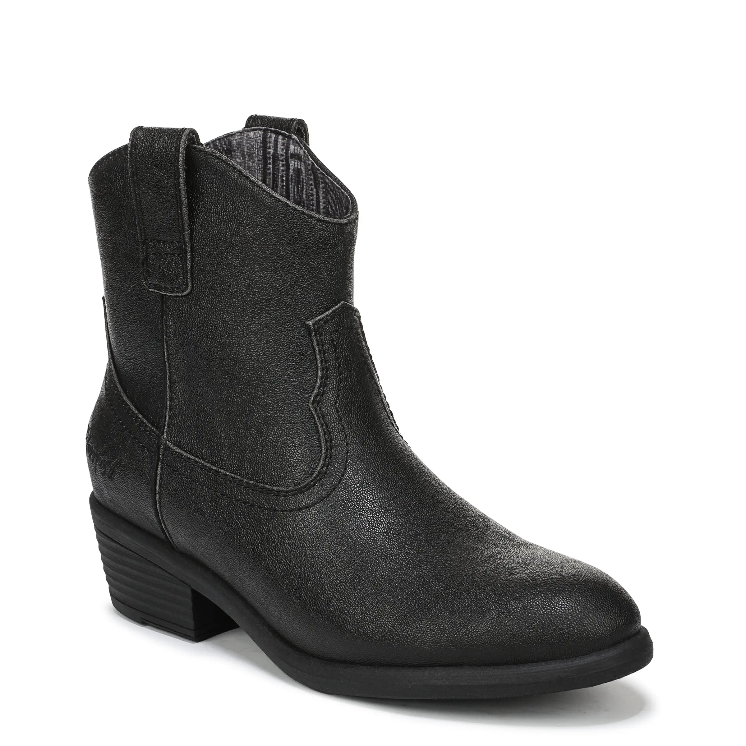 Blowfish Malibu Women's Southwest Western Boot - Fabric Construction, Western OOTD, Cowboy Aesthetic, Slip-On Design, Urban Cowboy, Block Heel, Pointed Toe, Pull Tabs, Decorative Stitching, Lightweight, Leather & Faux Leather