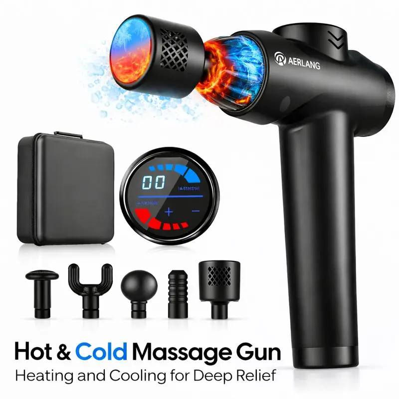 Handheld Deep Tissue Massager - Neck Shoulder Relaxer with Heat & Cold Therapy, 7 Heads and Adjustable Speed for Neck Care, for Home/Car Use, Gifts For Him, Birthday Gift, Pain Relief, Gifts Adults,back to school,back to school haul