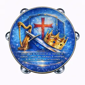 King David Tambourine Synthetic Leather Non-Slip Grip Metal Cymbals Premium Wood