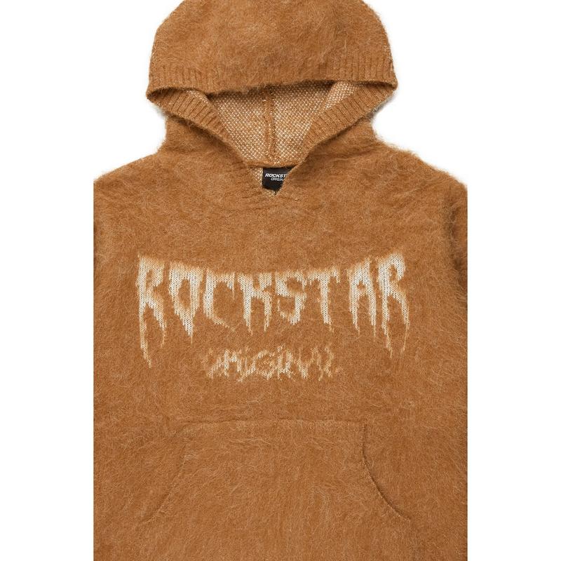 Andreas Beige Graphic Knit Hoodie