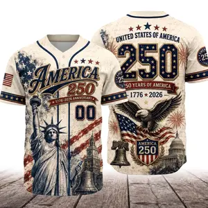 Personalized America 250 Jersey,4th of July Baseball Shirt,USA Patriotic Jersey,Custom Name Number Independence Day Outfit BSB93