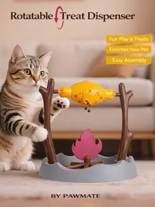 Cat & Dog Feeder Toy | Pets Campfire Puzzle Style Slow-Feeding Interactive Treat Dispenser | Easy Assembly