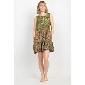 Ruffled Paisley Mini Dress