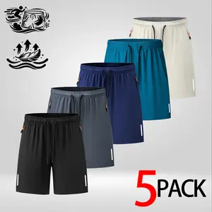 Men's Quick Dry Athletic Sports Shorts with Zipper Pockets Lightweight Breathable RunningTrainingGymWorkout Basketball Outdoor Hiking Casual Loose Fit High Performance Moisture Wicking Summer Activewear Five Pack Value Bundle Comfort Gear Style Essentials