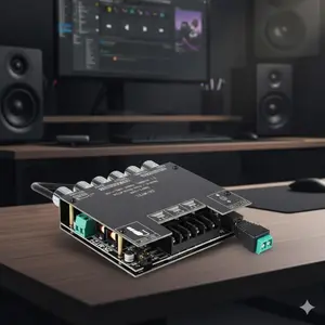 2.1CH Bluetooth 5.0 Amplifier Board, 50Wx2 + 100W Subwoofer Output, Hi-Fi Audio Module with Bass Treble Control, for DIY Wireless Speaker Home Theater Stereo System Installation