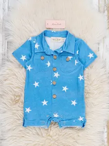 Patriotic Stars Button-Up Romper