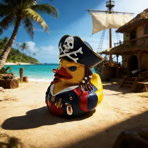 Caribbean Pirate Theme Duck Figurine, Cute Collectible Figurines, Creative Resin Duck Plush Toy, Desktop Decoration Collection, Halloween Party Gift, Desktop Statue, Resin Figure, Collectible Figures
