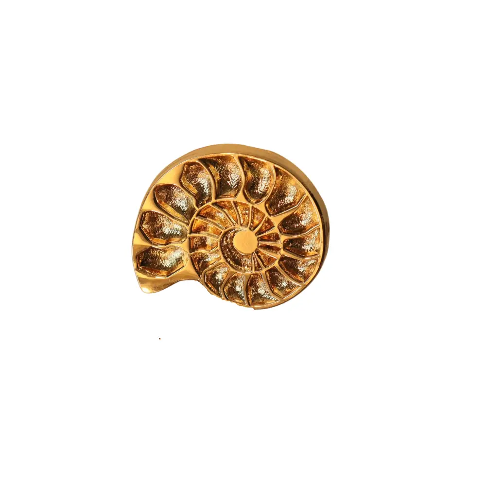 Fanli Enamel Pins "Nautilus" - 18K Gold Plated Brass Pin with Golden Ratio Fibonacci Design 27x20mm Minimalist Elegant Gift Box