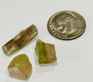 16ctw Raw Watermelon Tourmaline Crystal Gemstone Specimen Pink Green Bicolor Lot