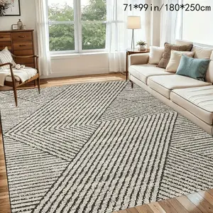 Luxurious European Velvet Carpet, Modern Geometric Pattern, Non-Slip Washable Rug, Home Decor for Living Room Bedroom Kitchen
