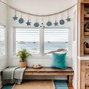 Simple Fresh Starfish Shell Wave Banner, Summer Ocean Wind Decorative Hanging Ornament, Ocean Inspired Design, Mother's Day Father's Day Gift