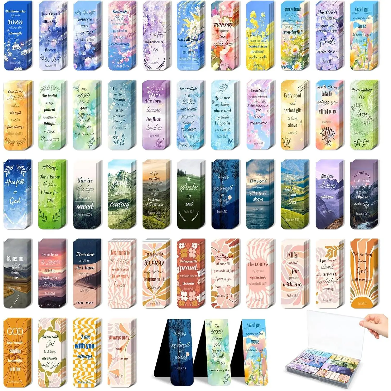 48 count  Verse  Bookmarks - Christian Scripture Inspirational Book Marks with Boxes - Religious Motivational Book Marker Prayer Page Clips for Women & Men Reading Gifts