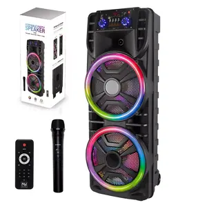 Dazone Dual 12" Bluetooth PA Speaker Karaoke Portable Heavy Bass Sound System With Wireless Microphone