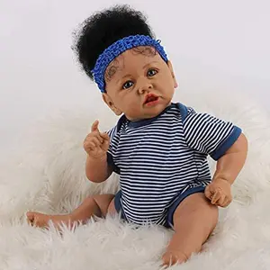 Black -50cm Realistic Soft Body Realistic Newborn Doll Caramel Skin Cute Life Baby Doll Gift Suitable For 3-Year-Old Children