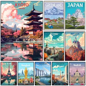 France Paris Brazil Hawaii Peru Nice Italy Amsterdam City Travel Poster Sticky Wall Art Printing Waterproof Modern Aesthetic Home Living Bedroom Decor Trendy Room Decoration Gift Durable High Quality