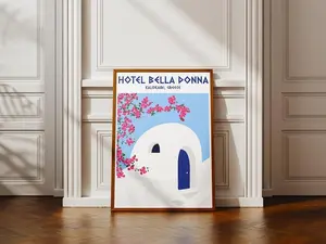 Hotel Bella Donna Print - Colorful Movie Poster - Mamma Mia Design - Apartment Decor Aesthetic