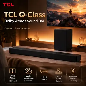 TCL Q65H/Q75H/Q85H Surround Sound Bar with Wireless Subwoofer for Smart TV | Dolby Atmos & DTS:X Audio, Bluetooth Home Theater Speaker, App Control & Remote Control | Latest Model