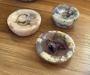 Sakura Flower Agate Shallow Bowl