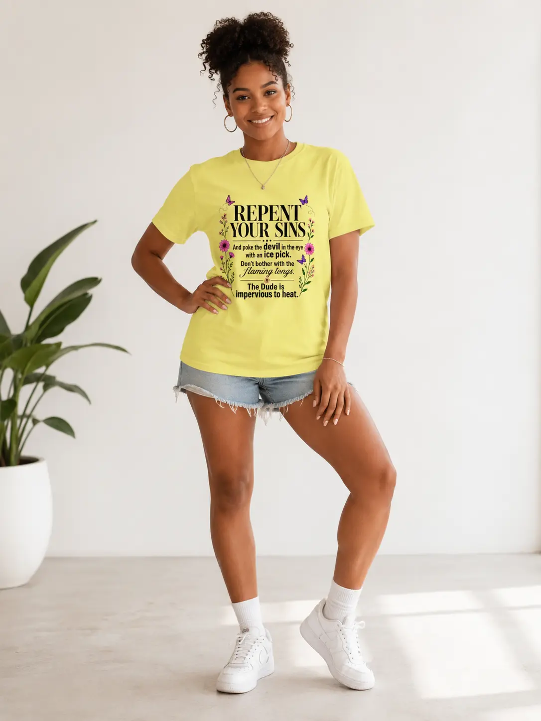 Women’s Floral Christian Humor Tee | Bold Faith Statement Shirt | Summer Church Outfit, Casual Everyday Wear & Funny Gift for Believers