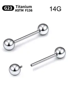 1pc 14g G23 Titanium Shield Nipple Rings, Internally Threaded Nipple Barbell, Punk Style, All Seasons, Tongue & Bridge Piercing Jewelry, Body Piercing Jewelry