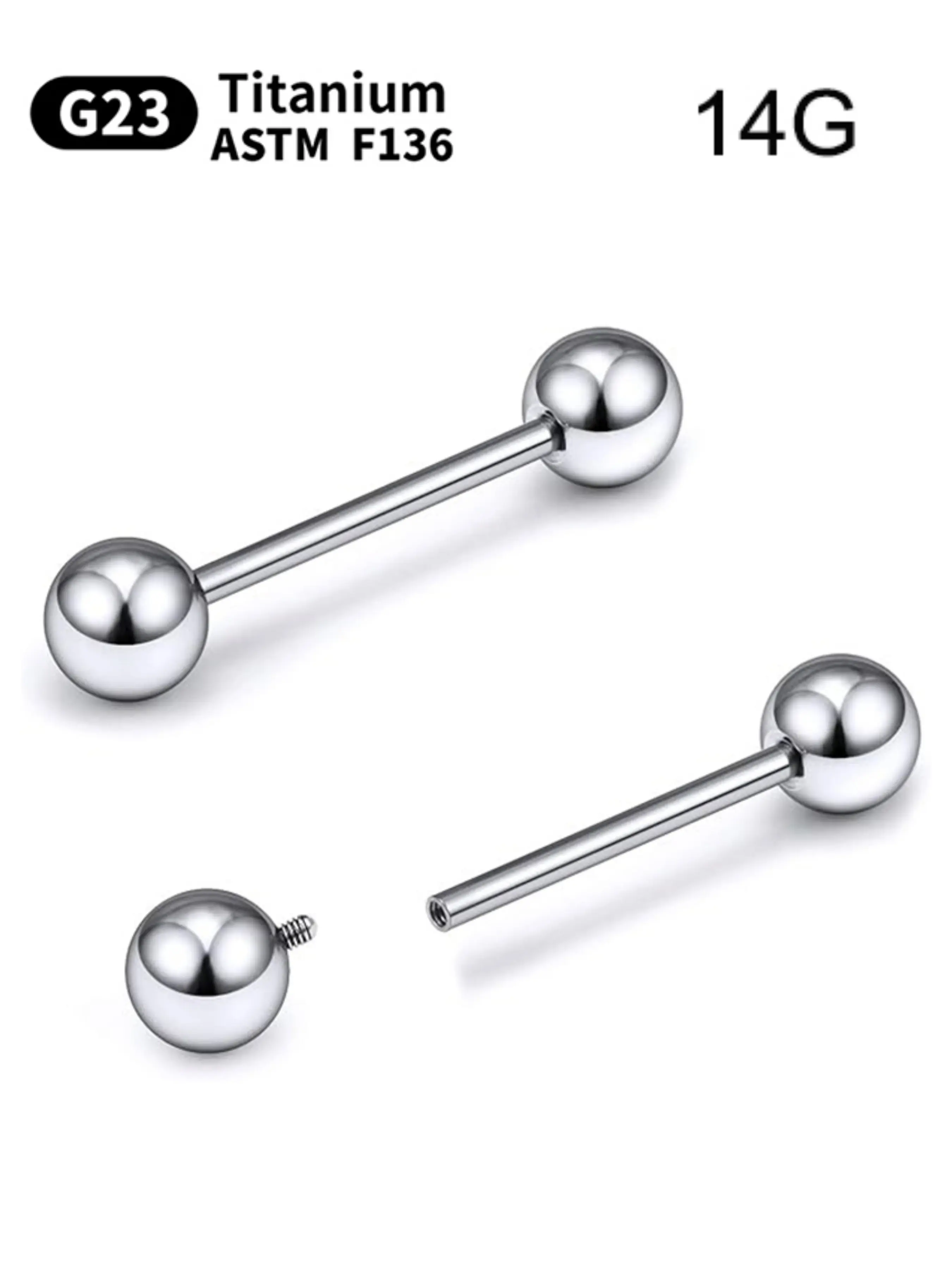 1pc 14g G23 Titanium Shield Nipple Rings, Internally Threaded Nipple Barbell, Punk Style, All Seasons, Tongue & Bridge Piercing Jewelry, Body Piercing Jewelry
