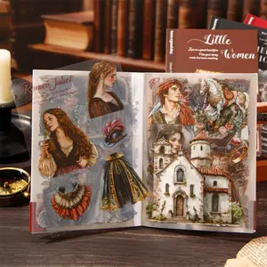 6 sets, 1 set 20 vintage sticker books featuring plants flowers, vintage characters, themed scenes, in a retro style, made PET waterproof material, self adhesive, DIY journaling, scrapbooking notebook decoration