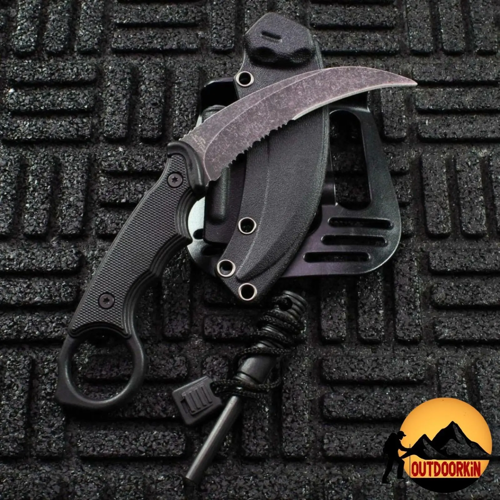 8" Karambit Style Outdoor Survival Tool Set with Fire Starter for Camping & Bushcraft