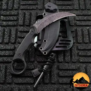 8" Karambit Style Outdoor Survival Tool Set with Fire Starter for Camping & Bushcraft