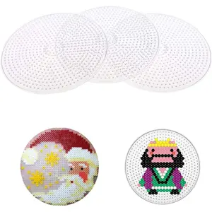 Clear Plastic 5mm Large Round Fuse Beads Pegboards for DIY Crafts Toy Suitable for Children, 3Pcs