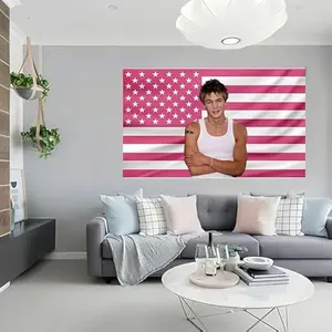 Fun Pink American Flag Tapestry Chad Michael Murray Wall Hanging Blanket, Ideal for College Dorm or Bedroom Decor, Unique Poster Gift for Fans Curtain Decorative