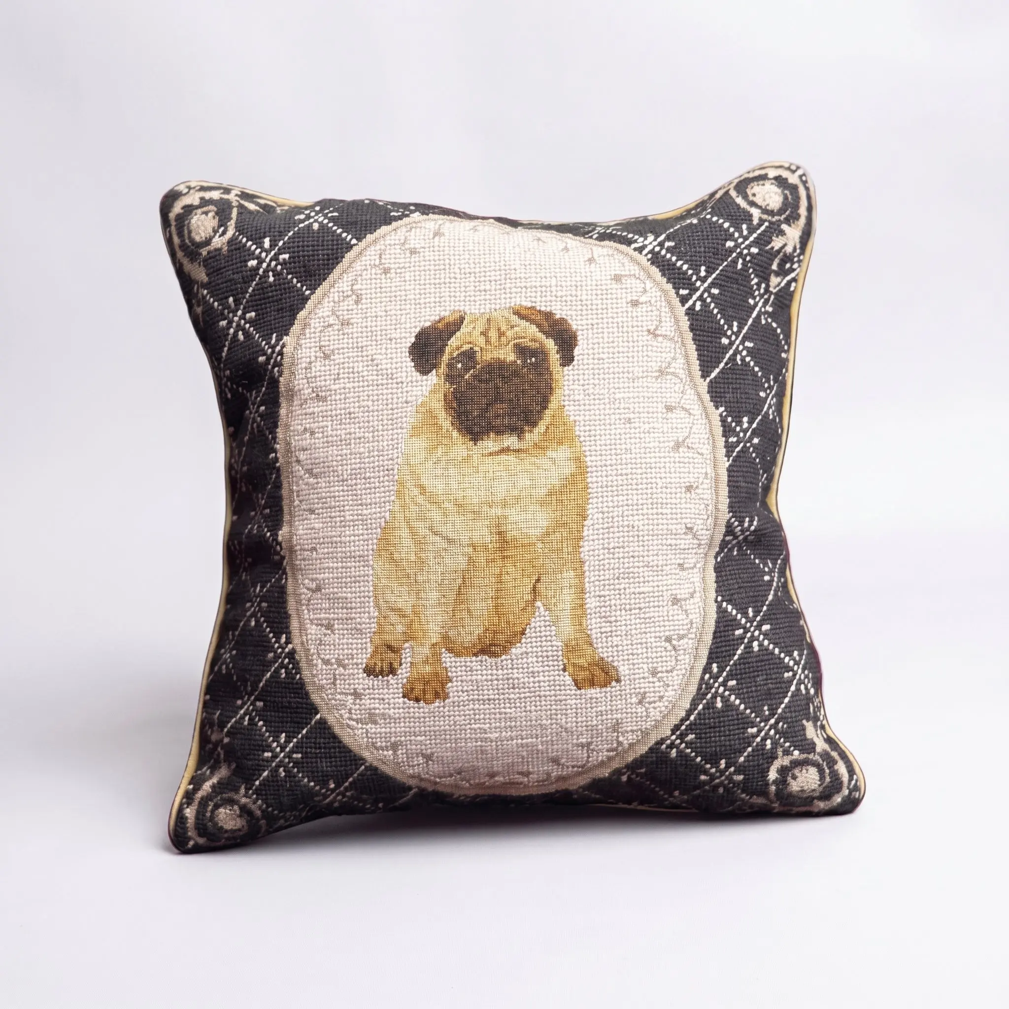 Needlepoint Pug Pillow