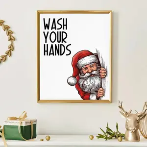 Santa Claus Pattern Wall Art, 1 Count Canvas Printing without Frame, Christmas Holiday Wall Art Picture for Home Decor, Home Decor Gifts