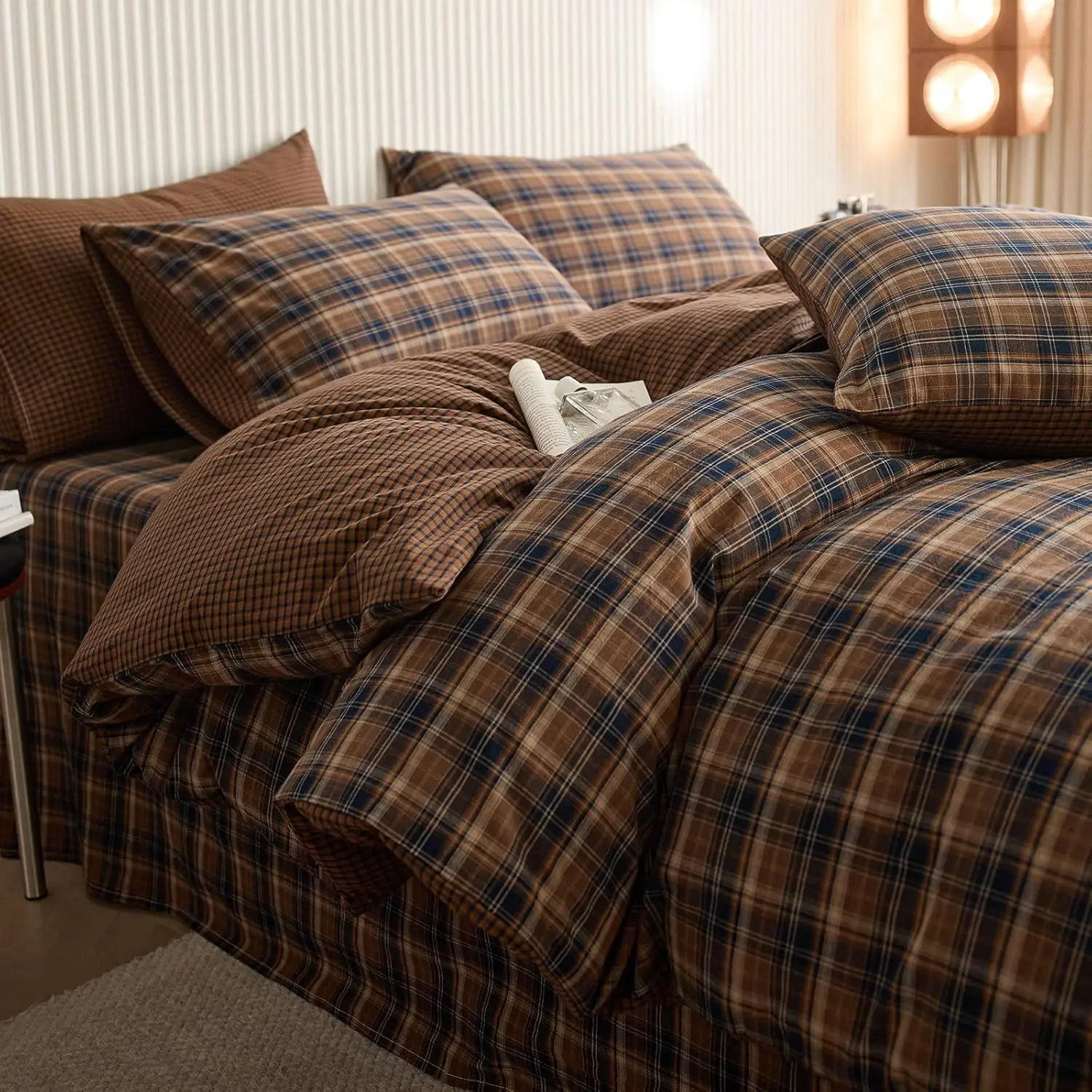 L01# Brown Blue Plaid