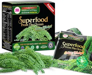 LONGEVITY Dehydrated Sea Grapes - Umibudo Green Caviar Seaweed, Fresh Popping Texture & Refreshing Ocean Taste | Low-Calorie Vegan Keto Salad Snack, 40g (Pack of 2).