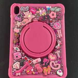 Pink iPad case covers with charms and glitter