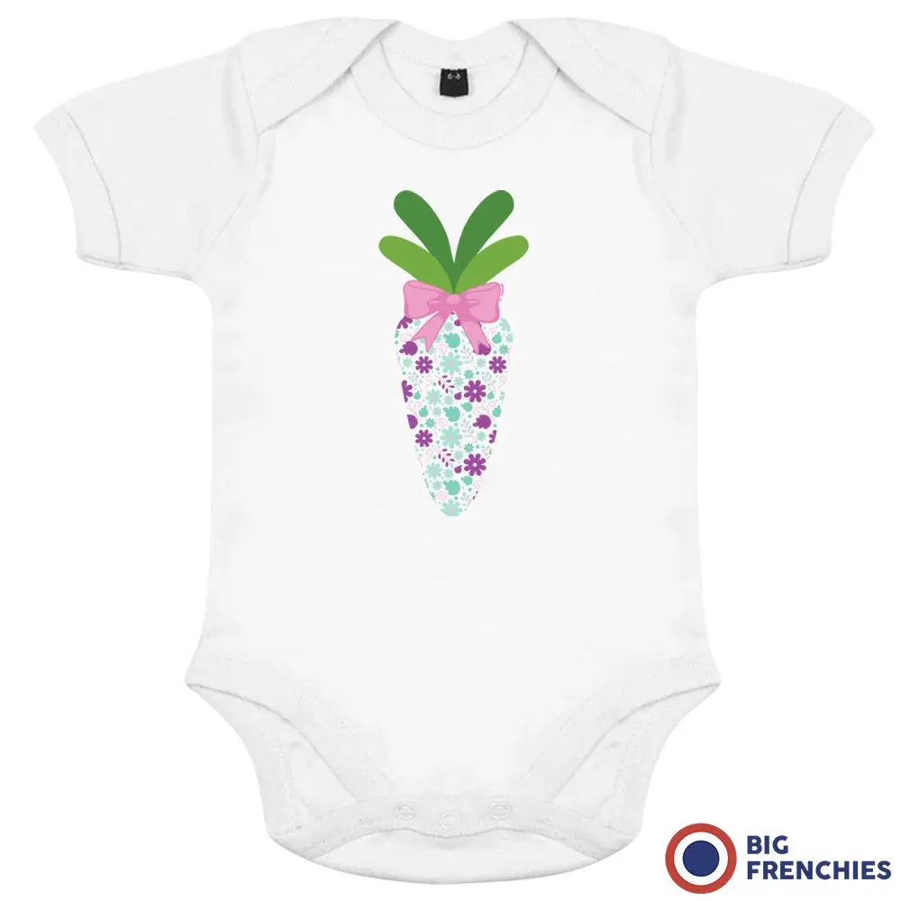 Floral Carrot Organic Cotton Baby Onesie