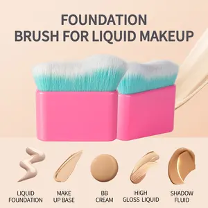 Large Soft Bristle Foundation Brush for Liquid Makeup, Multifunctional Body/Neck Brush, Caterpillar-shaped Cosmetic Brush for Liquid Foundation/BB Cream/High Gloss Fluid, Flawless Application Tool