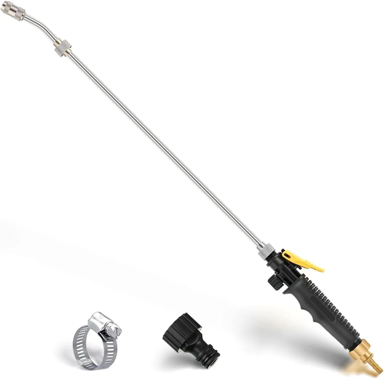 1 Pack 29" Adjustable Sprayer Wand, Shut Off Valve | Brass Barb Fits 3/8 in Hose, Stainless Steel Tube, Lockable Handle, Mist or Straight Spray
