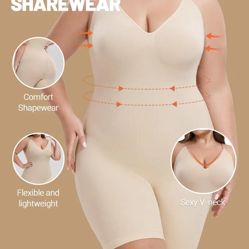 Plus Size Women's Shapewear Jumpsuit, Everyday Shapewear, Comfortable Seamless Fit for All Seasons, Ideal Body Shape, Suitable for Any Occasion, Fitted Shapewear Garment, Shapewear Clothes
