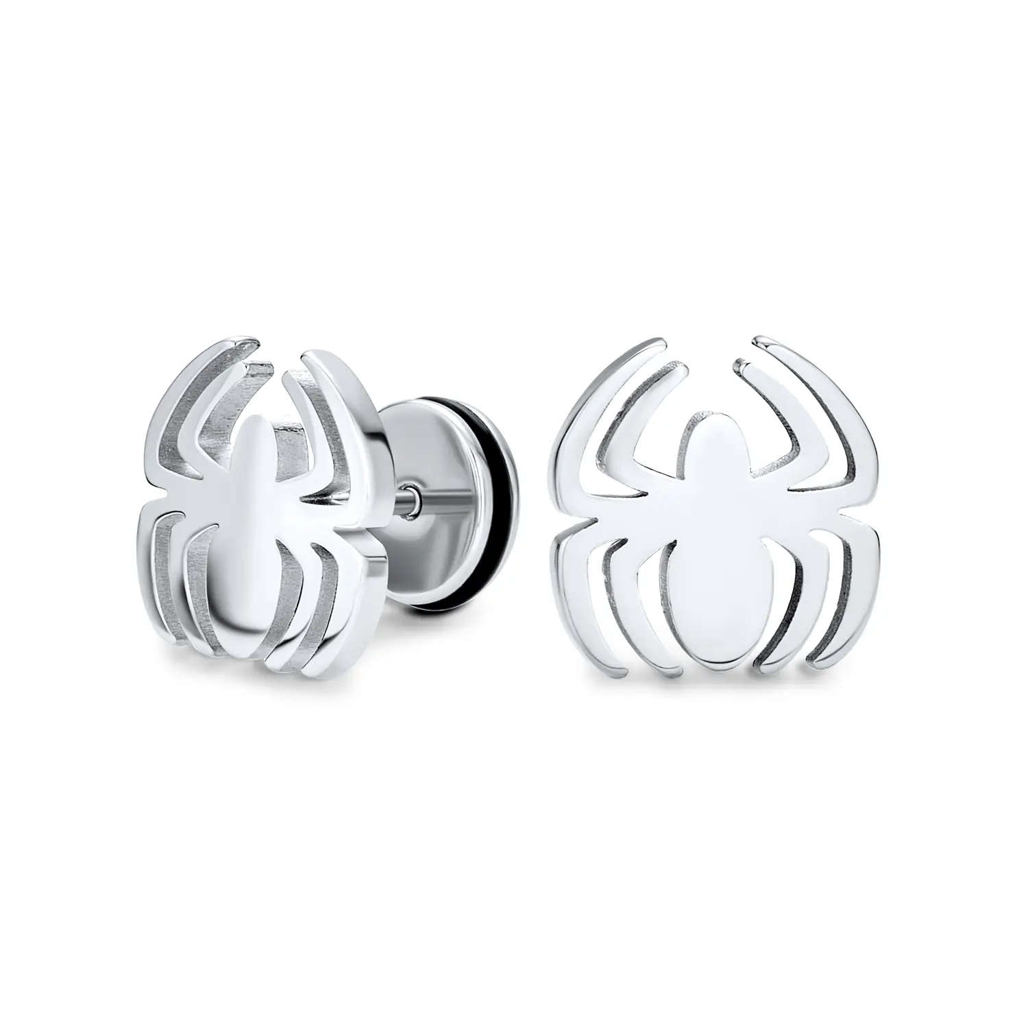 Black Widow Spider Stud Piercing Earrings Illusion Plug Stainless Steel Stud Earrings Screwback