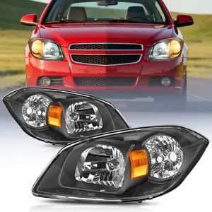 Nilight Headlight Assembly for 2005 2006 2007 2008 2009 2010 Chevy Cobalt 2005-2009 Pontiac Pickup Truck Replacement Headlamp Black Housing Amber Reflector Driver and Passenger Side