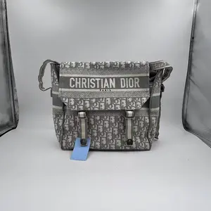 Pre-owned Dior Camp classic embroidered messenger bag in denim monogram pattern.