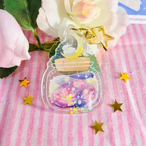 Aesthetic Star Jar Keychain - Cute Bunny, Moon, Flowers, Potion, Holographic Stars