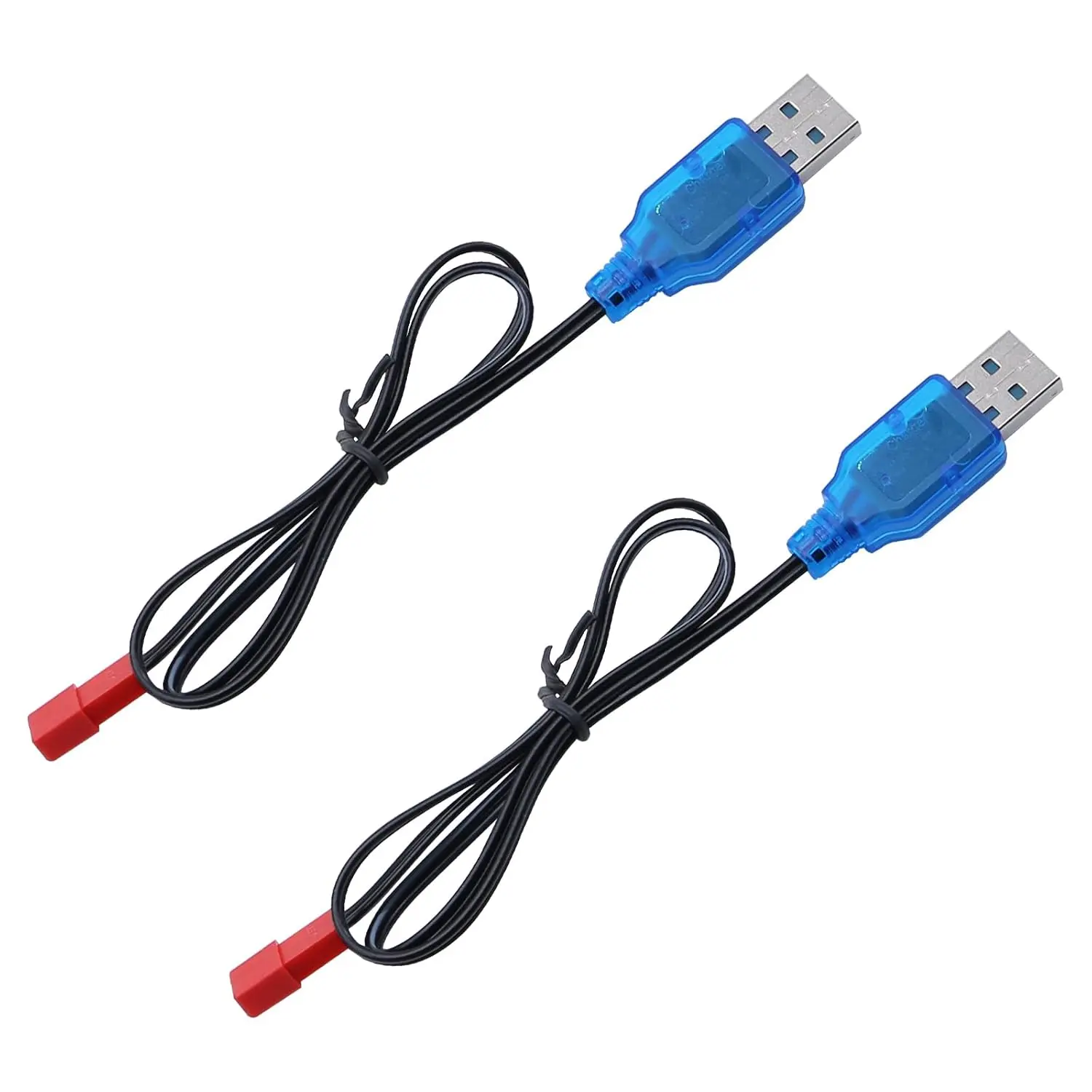 3.7V Lipo Battery Charger - 2 PCS 1S Lipo JST Charger Cable with USB JST 2 Pin Plug for RC Car Battery Remote Control Toys Airplane FPV Boat Tank Helicopter