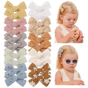 KF5-HBA092 20pcs Mini Fully Lined Hair Clips and Bows for Girls, Infants, Toddlers, Kids, and Teens - 2" Tiny Barrettes for Fine Hair