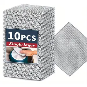 Stainless Steel Dish Cloth, 10pcs/20pcs Multi-purpose Wire Dish Cloth, Kitchen Cleaning Rag, Household Cleaning Tool for Cookware, Sinks, Dishes, Microfiber Cleaning Towels, Kitchen Cleaning Cloths